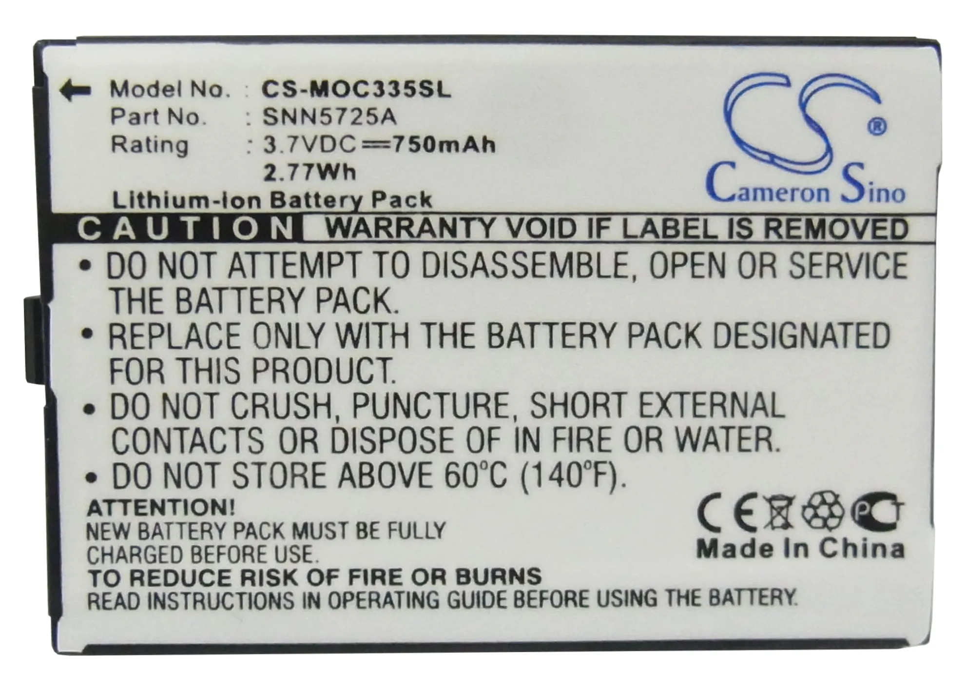 Аккумулятор Cameron Sino SNN5725A на 750 мАч для Motorola C300 C335|cameron sino|battery forcameron sino battery |