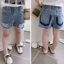Летние шорты для мальчика и девочки, рваные джинсы, детские короткие штаны, детская одежда