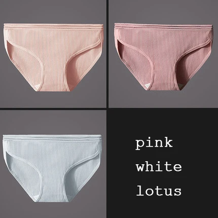 Сексуальные хлопковые трусики со средней посадкой, прозрачные трусики на талии, удобные дышащие трусы большого размера, 3 шт./лот, DULASI - Цвет: pink white lotus