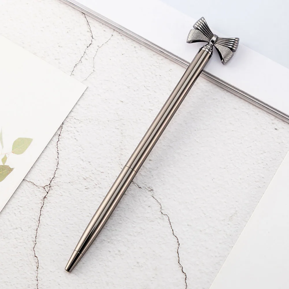 1 шт. кавайная милая Шариковая ручка с бантом, металлическая шариковая ручка, модные школьные офисные принадлежности, подарки для студентов
