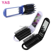 Portable Travel Folding Hair Brush With Mirror Compact Pocket Size Comb #Y207E# Hot Sale