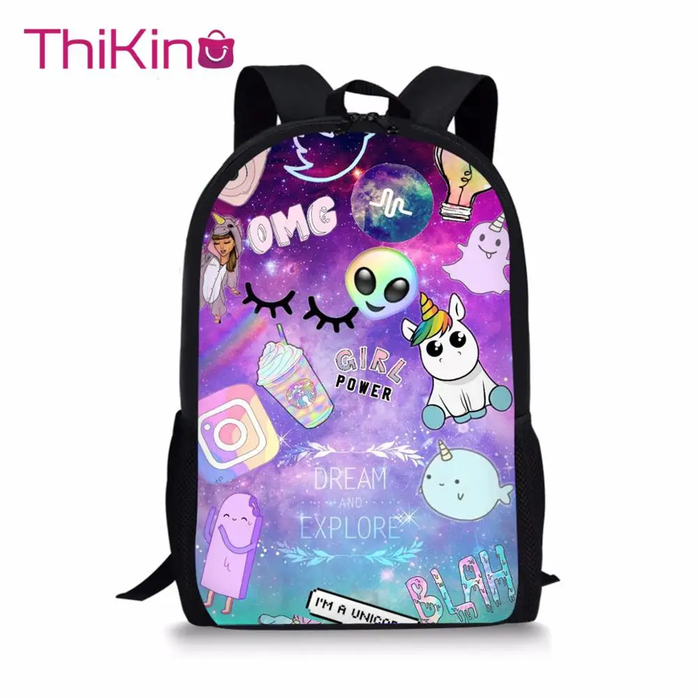 

Thikin Alien School Bag for Teenager Boys Cartoon Backpack Girls Travel Luggage Package Shopping Shoulder Bag Women Mochila