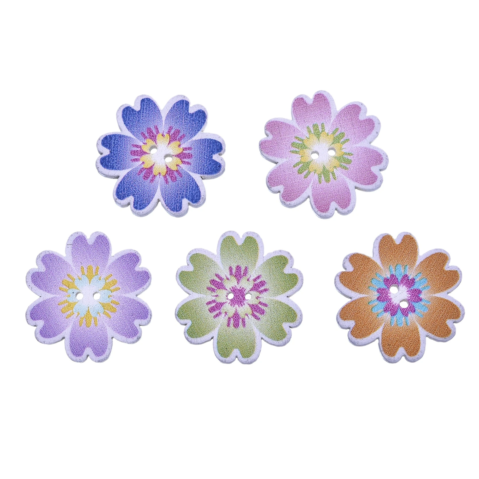 50Pcs Wood Mixed Flower 2 Holes Wooden Buttons Sewing Scrapbooking DIY 50Pcs Wood Mixed Flower 2 Holes Wooden Buttons Sewing Scrapbooking DIY