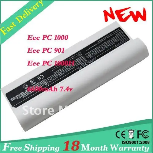 Beste Witte Laptop Batterij voor ASUS Eee PC 901 Eee PC 1000 Eee PC 1000H AL23 901 batterij 6600mAh