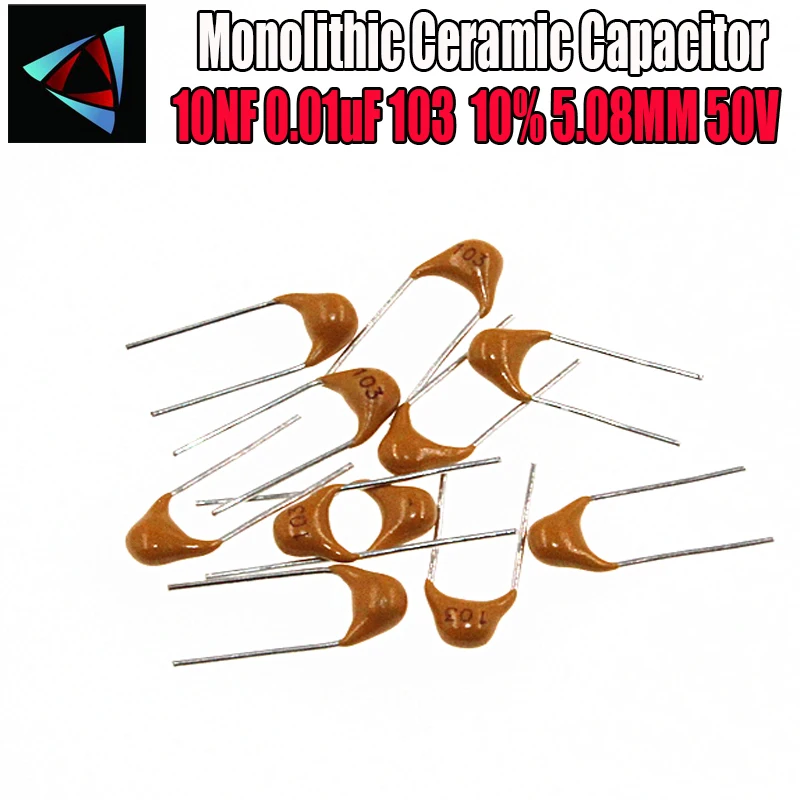 100 шт. 10NF 0,01 мкФ 10% 5,08 мм 103 с алюминиевой крышкой, 50В многослойный керамический конденсатор Многослойные монолитный керамический