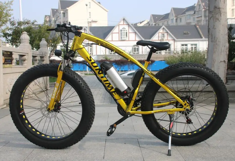 Высокое качество 21 скорость Мощный 4,0 дюймов портативный Электрический велосипед горный велосипед 36В 10AH 250 W, фара для электровелосипеда в горные велосипедный вынос руля - Цвет: golden