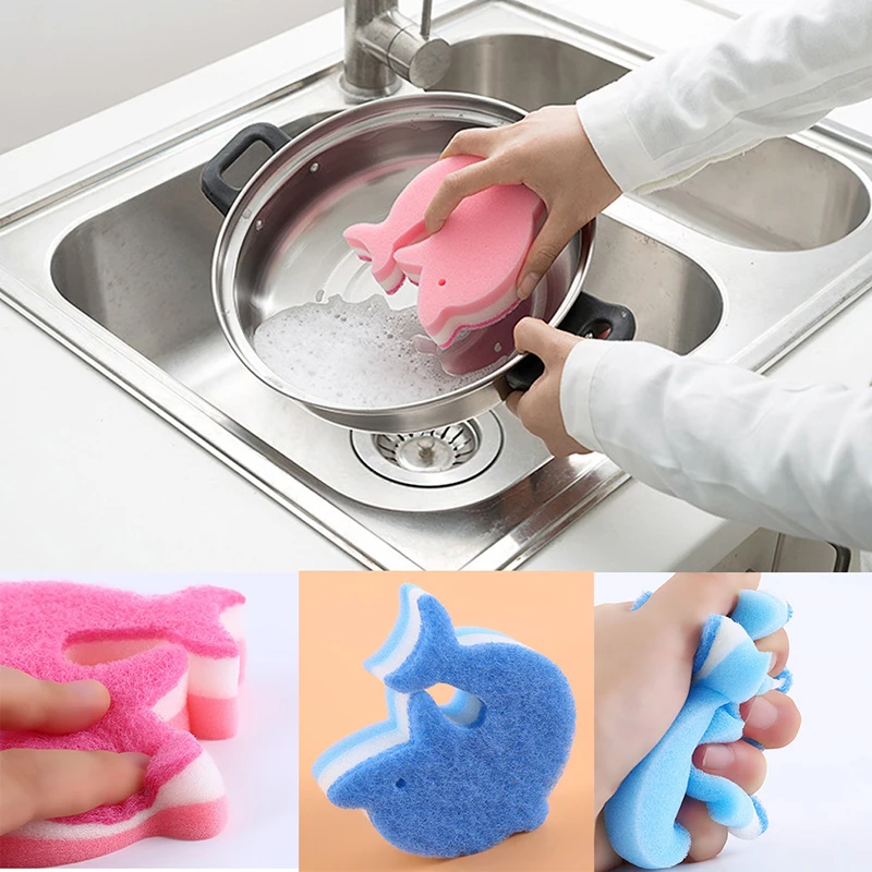 Durable Dishwashing Sponge Whale Shape Microfiber Magic