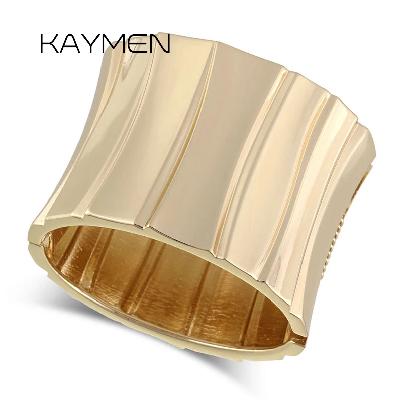 

New Big Metal Golden and Brushed Golden Color Statement Cuff Bangle Bracelet for Women Fashion Party Jewelry 4 Colors