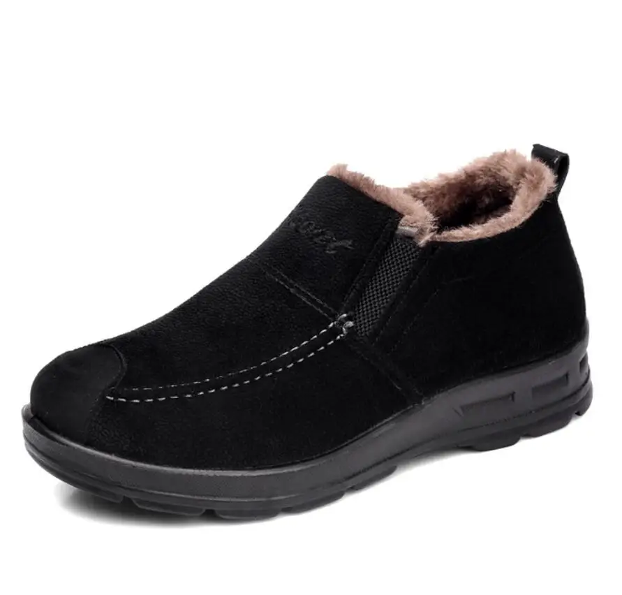 

cheap Fashion Men Winter Shoes Solid Color Snow Boots Plush Inside Antiskid Bottom Warm Waterproof Ski Boots old Cotton shoes