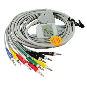 

Dentist Tools 10 Lead Shielded ECG/EKG Cable AHA Banana 4.0 15 pins Connector EK10 For Burdick