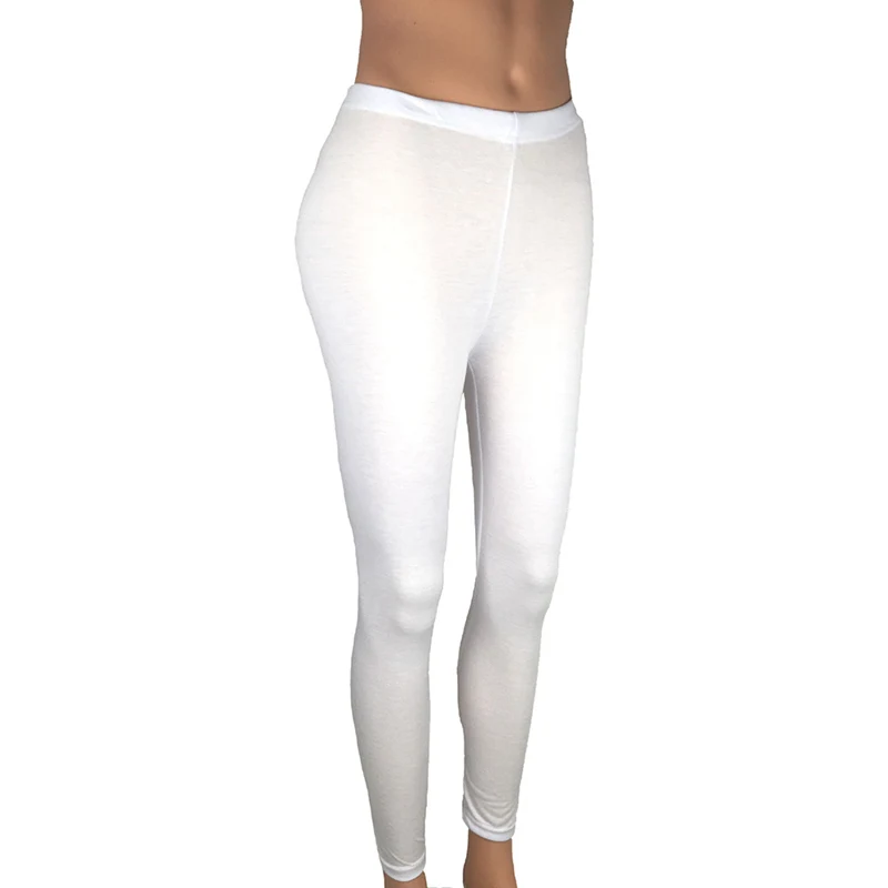 

Womens Yoga Pants Sport gym Leggings Ankle Length Footless Tights Pantyhose Seamless Stretch Opaque Colors, WHITE