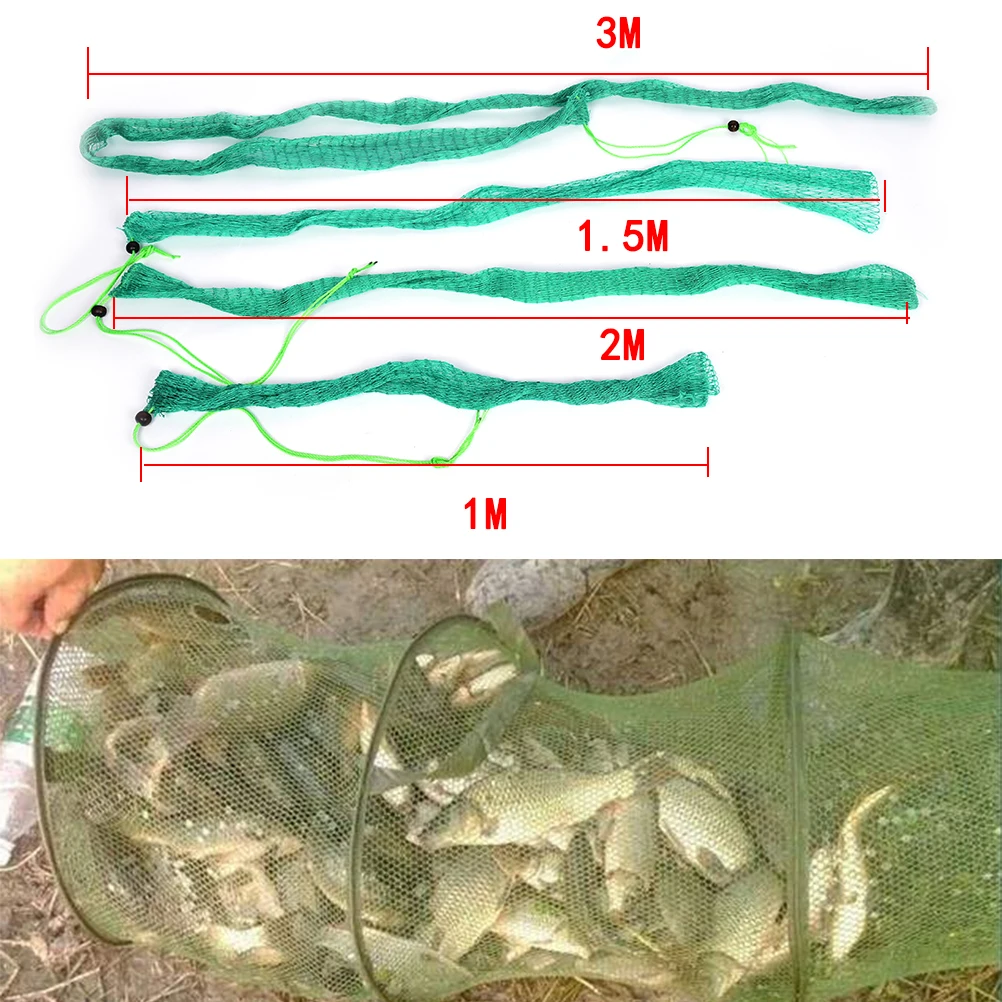 Супер длинная 3 м/2 м/1 5 м зеленая Толстая проволочная сумка для рыболовной сети