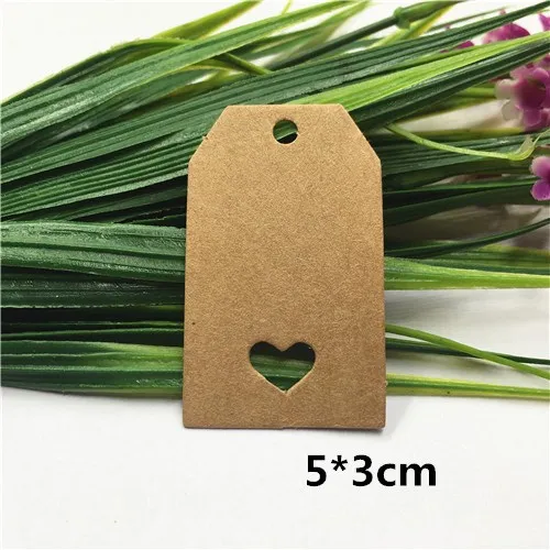 5x3cm 100 шт. крафт-бумага, упаковка в нескольких стилях, бирки для свадьбы/дня рождения, коробки для конфет, ценники для цветов/этикеток для косметики - Цвет: 5x3cm