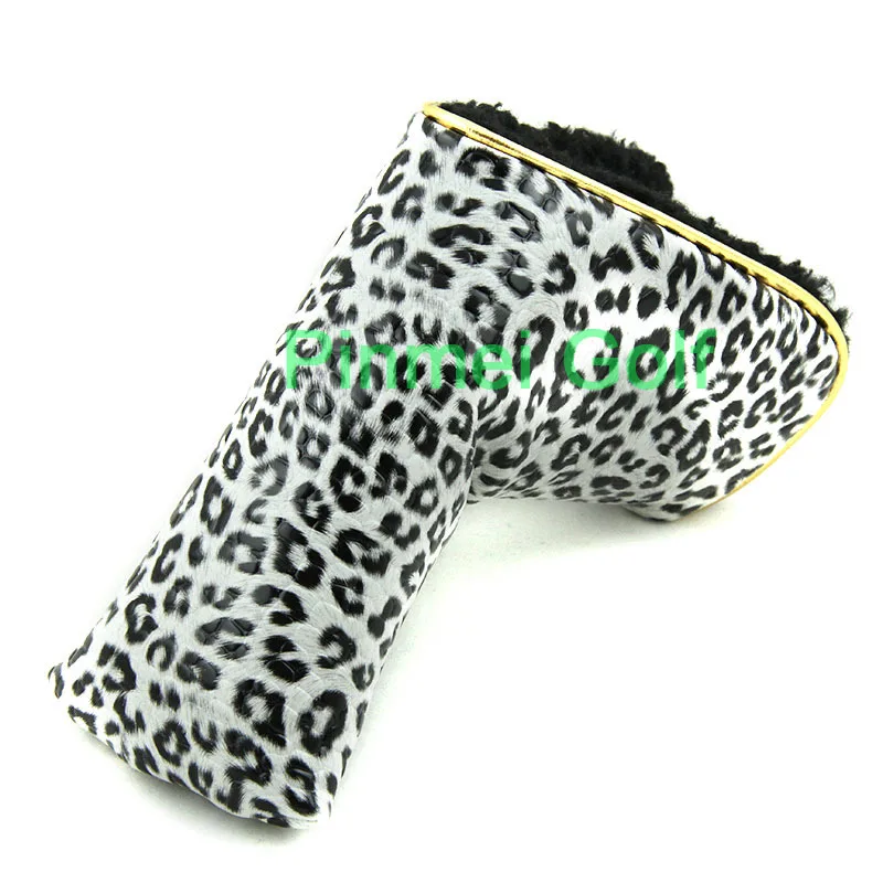 Leopard Grid Putter Cover Headcover Golf Head Covers PU Leather Blade