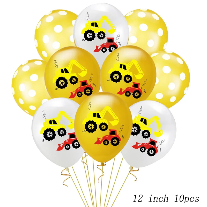 12 дюймов инженерный автомобиль латексный воздушный шар набор экскаватор День Рождения украшения поставки конфетти блесток воздушный шар