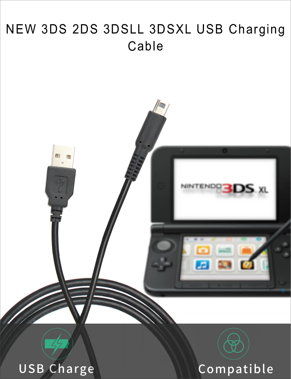 Zhenfa USB кабель для зарядки для Nintendo Новый 3DS 2DS 3dsll ndsi 3dsxl ndsl USB Мощность зарядный кабель шнур