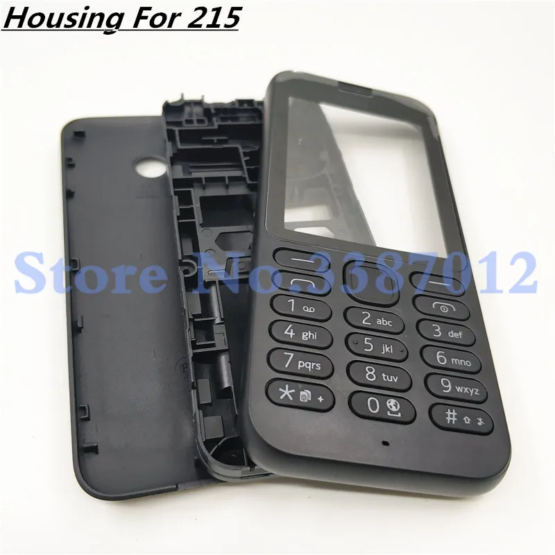 

Front Middle Frame Back cover Battery Cover For Nokia 215 Full Housing Cover Case With English Keypad