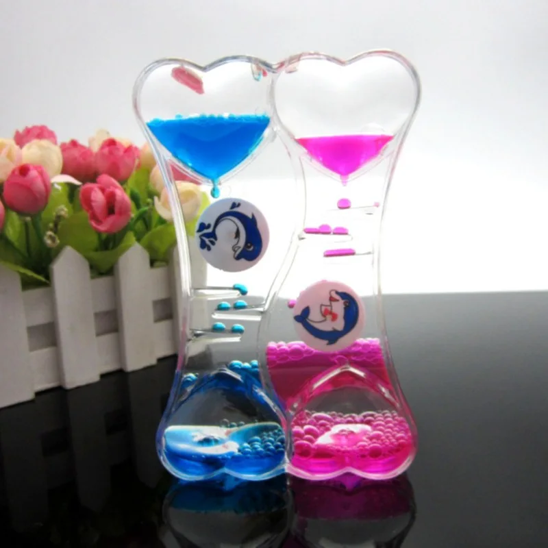 

Liquid Floating Double Color Timer Motion Visual Slim liquid Oil Hourglass Timer Clock Ornament Desk Home Supplies New