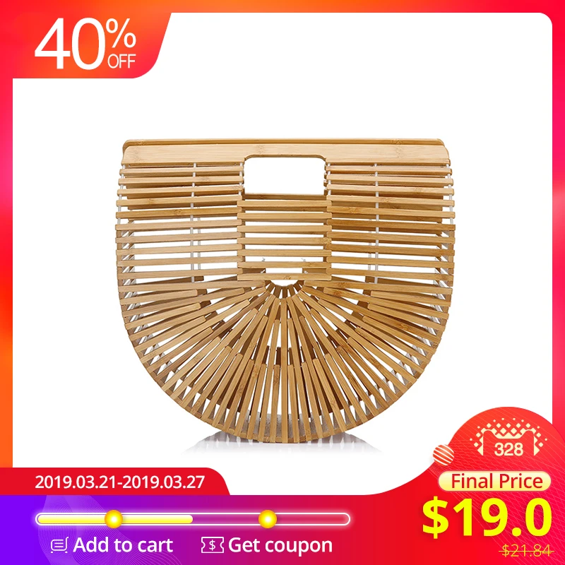 LOVEVOOK handbags women bamboo top handle bags female causal totes small hollow summer beach bags for ladies and girls wood 2018