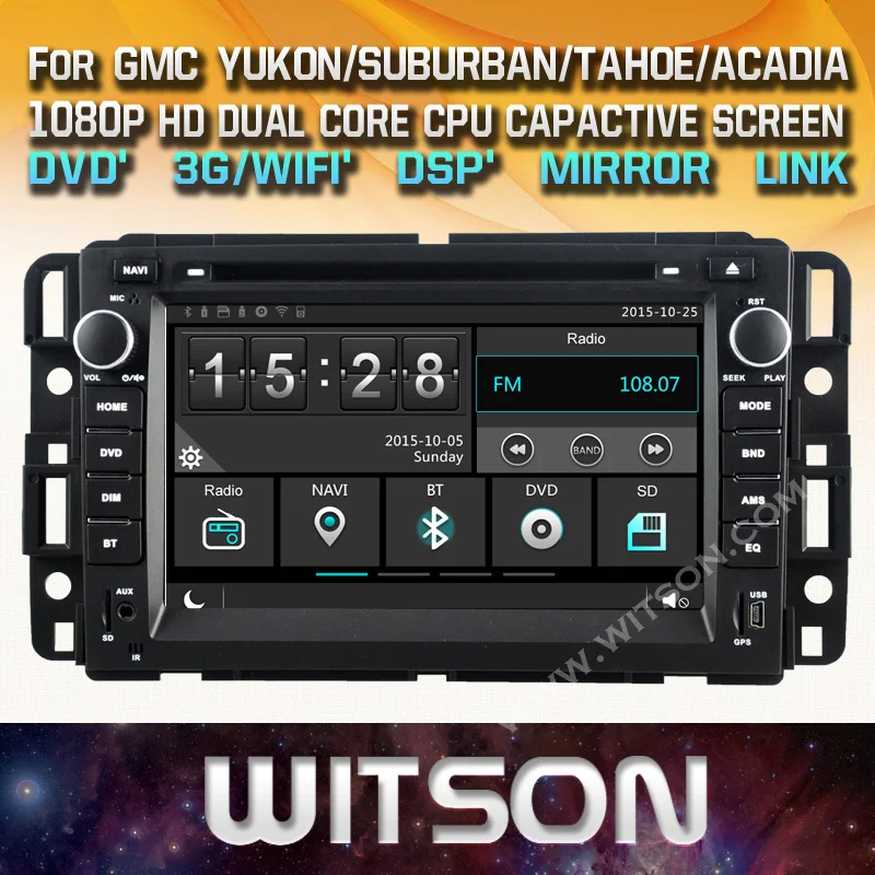 

WITSON CAR DVD GPS for GMC YUKON/SUBURBAN/TAHOE/ACADIA Capctive Screen+1080P+DSP+WiFi+3G+DVR+Good Price car audio player