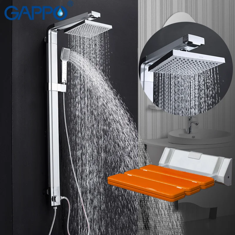 

GAPPO Shower Faucets Bath tap mixers bathroom relax chair Wall Mounted Shower Seats Shower System Bath bench
