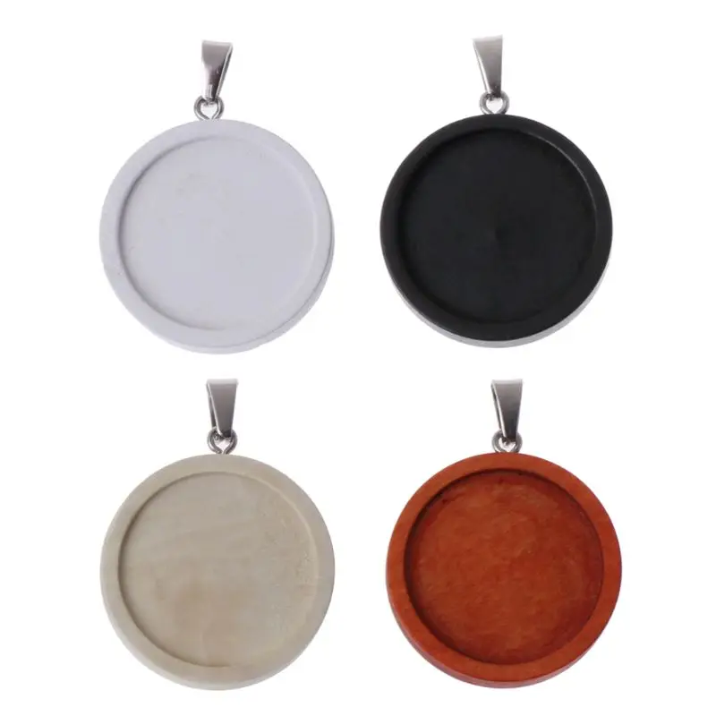 

Wood Round Frame Necklace Pendant Open Bezel Cabochon Setting UV Resin Charm DIY