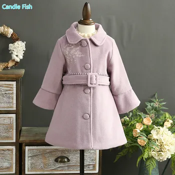 

2017 new autumn and winter clothing girl sweet princess coat her Korean exquisite embroidery long waist coat