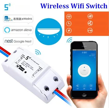 

100set/lot Wireless Wifi Switch For Smart Home Automation Relay Module 10A 90-250V 220V Support IOS Android Remote Controller