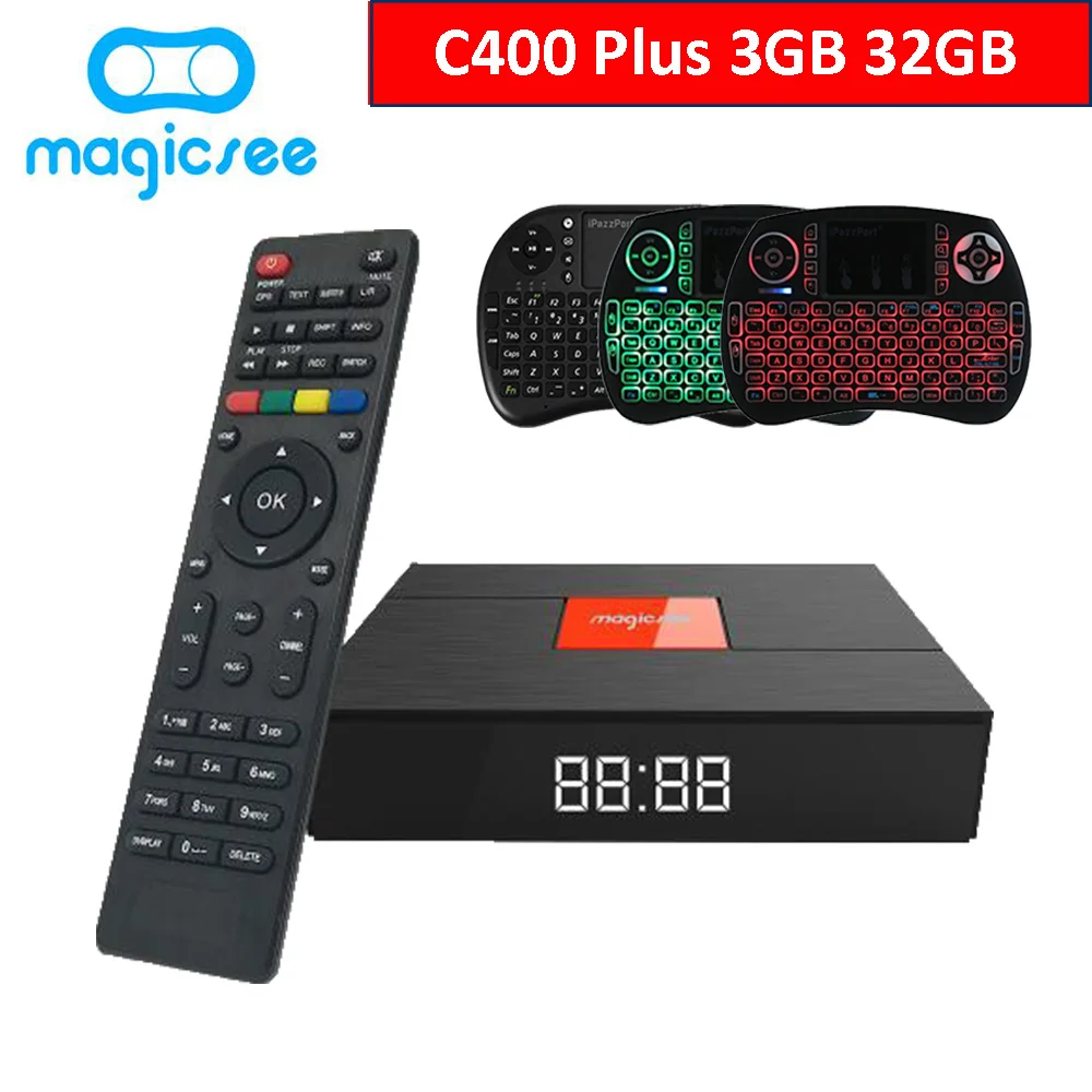 ТВ приставка Magicsee C400 Plus Amlogic S912 с восьмиядерным процессором 3 + 32 ГБ Android 4 K смарт DVB