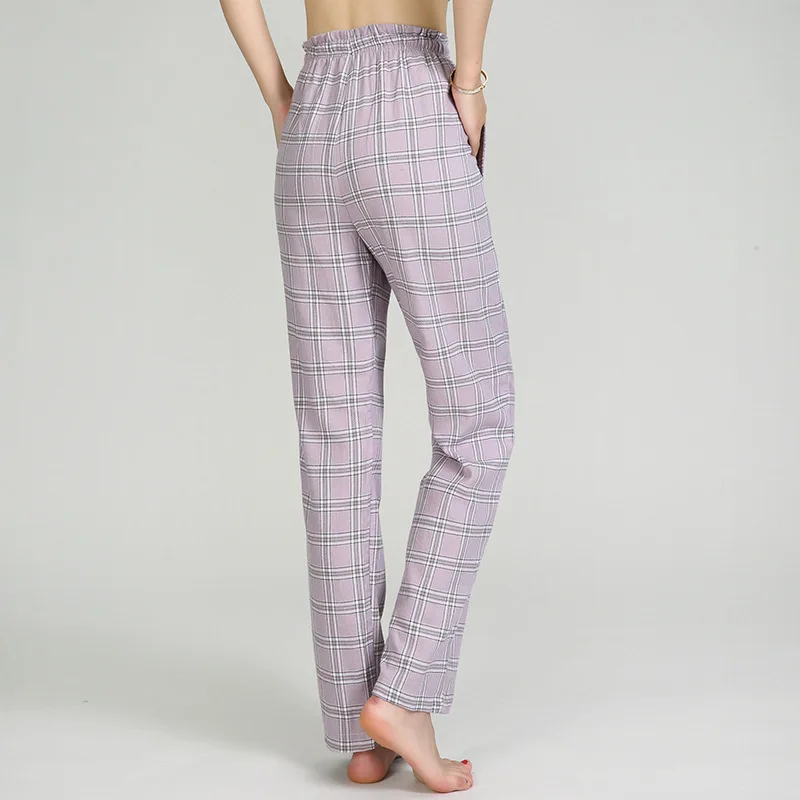 Весна-Осень, женские хлопковые Пижамные штаны свободного размера плюс, ночные брюки, пижамы, женские клетчатые Пижамные штаны