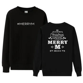 

Kpop shinhwa Min Woo concert merry m same printing o neck pullover hoodies unisex fashion thin loose sweatshirt 3 colors