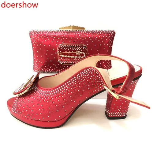 

doershow good red Shoe And Bag Set African Wedding Shoe And Bag Sets Italy Women Shoe And Bag To Match For party PYY1-26
