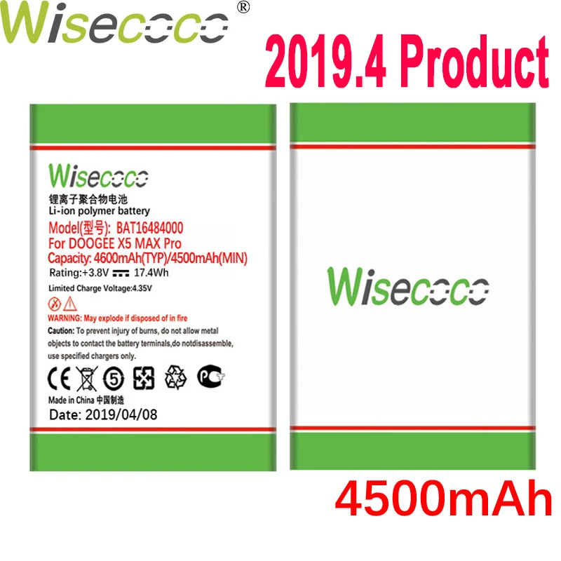 

WISECOCO 4500mAh BAT16484000 Battery For DOOGEE X5 MAX Pro Latest Production High Quality Battery Mobile Phone+Tracking Number