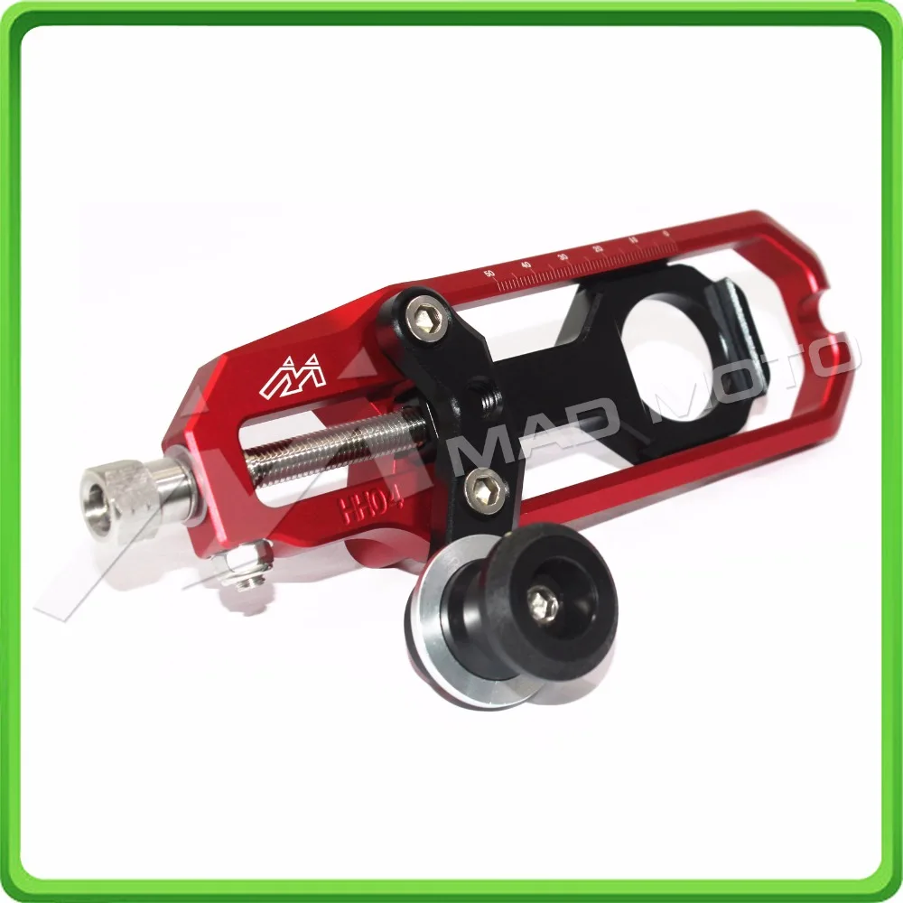 Motorcycle Chain Tensioner Adjuster with spool fit for Suzuki GSXR 600 GSX-R 750 2006 2007 2008 2009 2010 Red & Black (4)