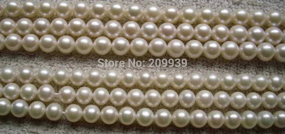 

Hot sell ->@@ N293 3 strands 7-8mm& AA white pearls beads jewelry -Top quality free shipping
