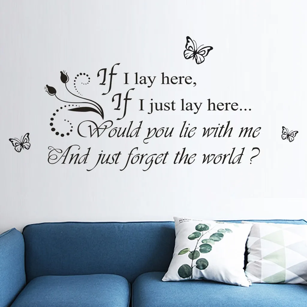 

if i lay here would you lie with me vinyl wall decals letters living room wall art decor diy black removable stickers Hot Sale