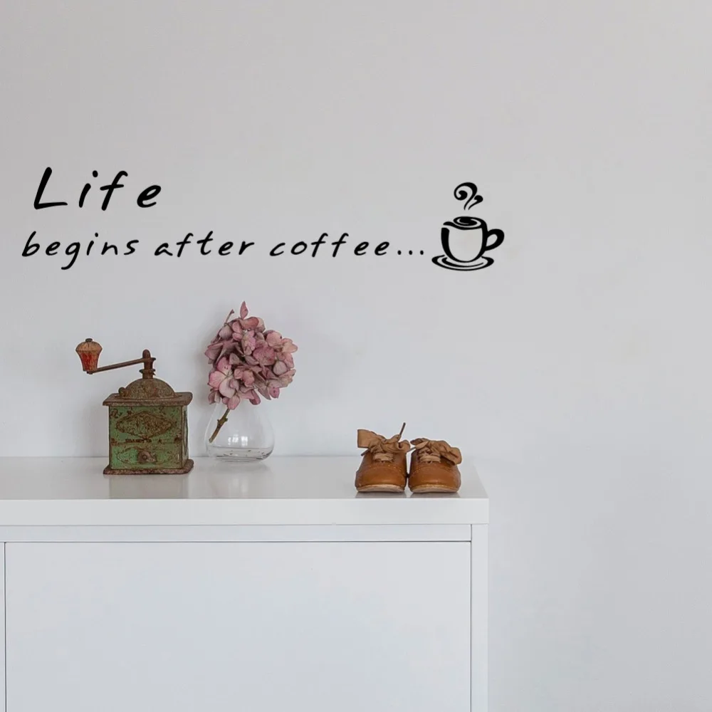 

Life Begins After Coffee Quote Wall Decor Sticker Vinyl Decal for Living Room or kitchen