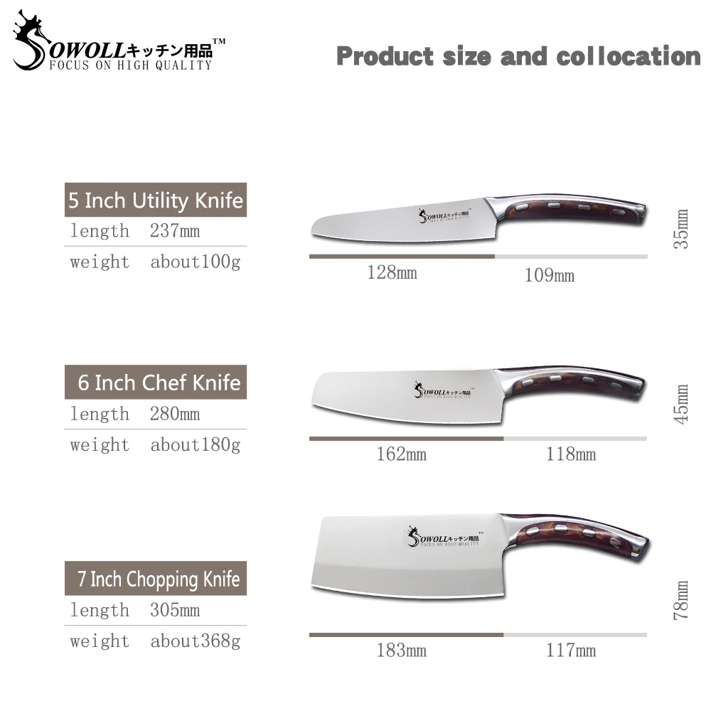 SOWOLL 4cr14mov Stainless Steel Kitchen Knives Chopping Kitchen Knife Resin Fibre Handle Meat Cleaver Cooking Accessories SOWOLL 4cr14mov Stainless Steel Kitchen Knives Chopping Kitchen Knife Resin Fibre Handle Meat Cleaver Cooking Accessories