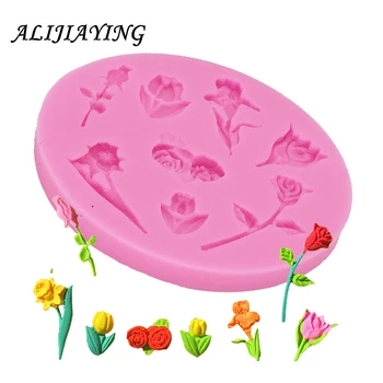 

Sugarcraft Rose Flower silicone mold fondant mold cake decorating tools chocolate confeitaria mold baking accessories D0002