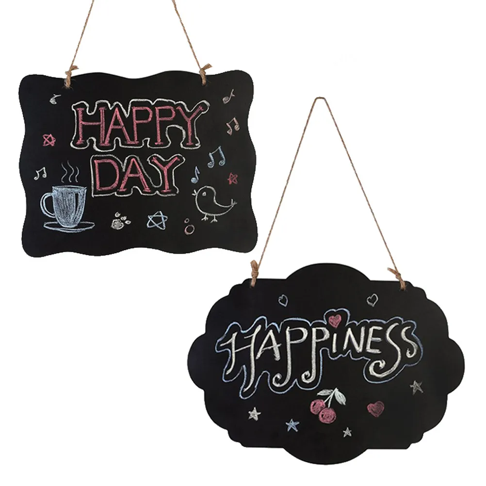 

1 PCS 2 Styles DIY Chalkboard Sign Double Sided Erasable Message Board with Hanging String wedding decoration Party Decoration