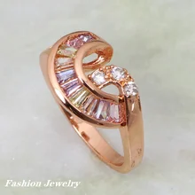 Luxury Sparkling Promotion colorful Cubic Zirconia Gold Ring Fashion jewelry size 5.75 6.75 6 R170