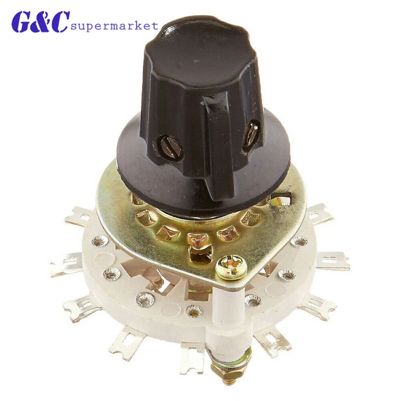 KCT-2*5 2P5T 2 Pole 5 Throw Position TV Radio Band Channel Selector Ceramic Rotary Switch w Plastic Knob