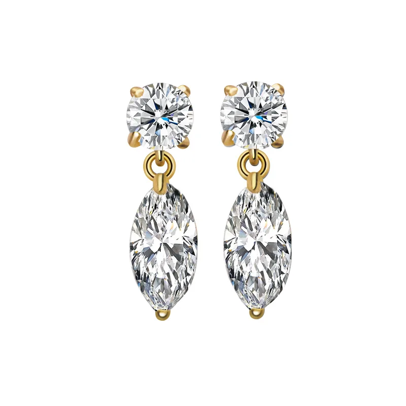 Casual Office Ladies 18K Gold Platinum Plated with Clear CZ Stone Earrings Clearance items promotion Jewelry