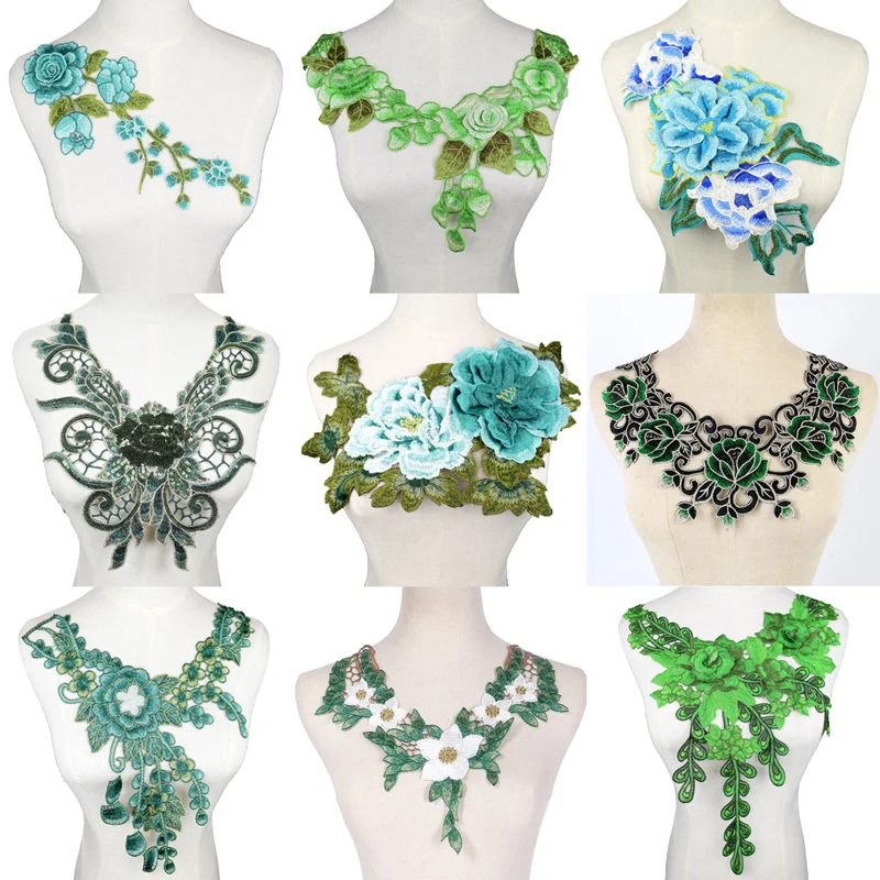 Apliques de de encaje verde para vestido, adornos de de blusa, cuello de escote DIY, accesorios de decoración de disfraces|Encaje| - AliExpress