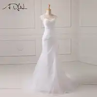 ADLN ในสต็อกงานแต่งงาน 2019 ประดับด้วยลูกปัด Bodice Organza สีขาว/งาช้าง Vestido De Noiva เจ้าหญิงชุดเจ้าสาว