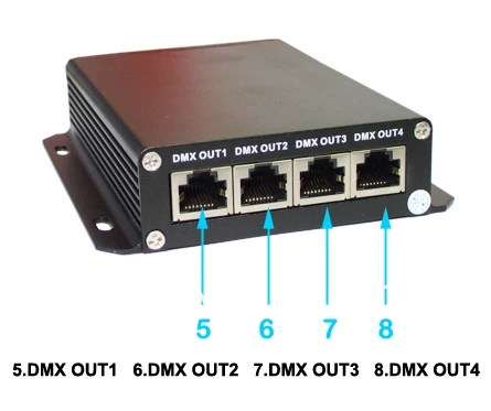Конвертер ArtNet в DMX 1 x Ethernet вход 4 выход 2048DMX каналов совместим с по Madrix и Arkros|dmx