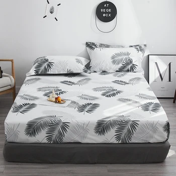 

New Luxury Fashion Printed Bed Sheet Pillowcase Cotton Fitted Sheet Mattress Cover Four Corners With Elastic Band Bed Sheet #s