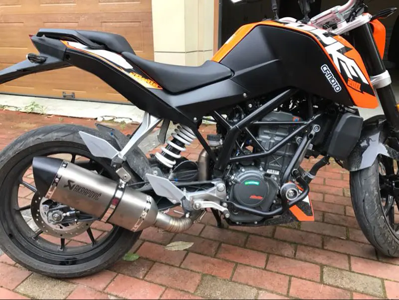 Полный комплект для мотоцикла Akrapovic выхлопная труба для KTM Duke 200 Duke 390 углеродное волокно Цвет Мотоцикл выхлопная система