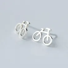 925 серебряный велосипед Серьги гвоздики для женщин модные ювелирные изделия девушка аксессуары подарок