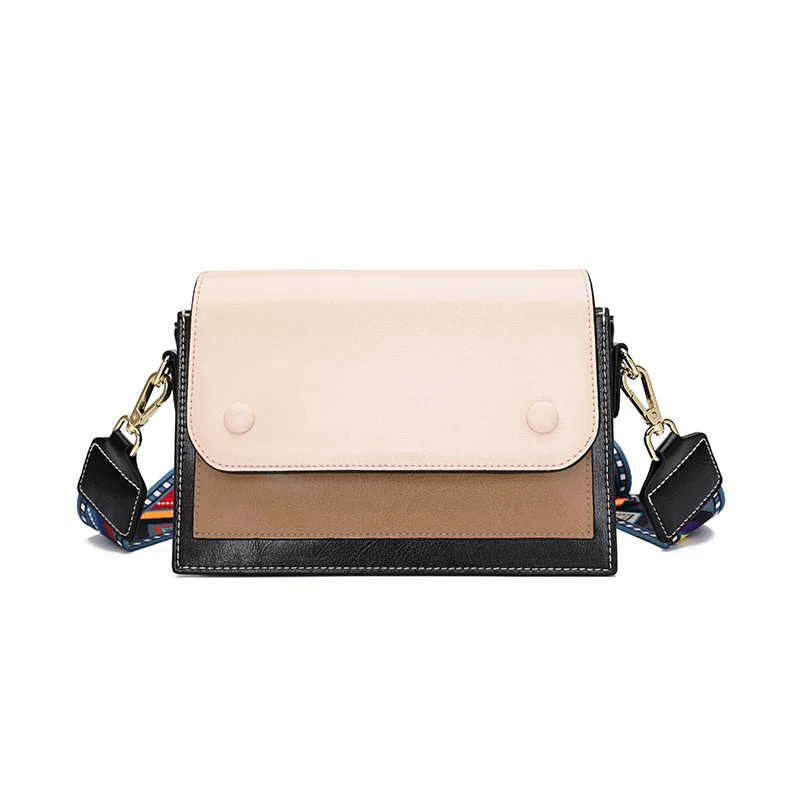 

2019 New Women Tidal Leather Bag Fashion Broadband Solid Shoulder Crossbody Bag High Quality Patchwork Handbag